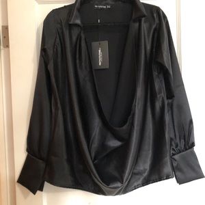 Prettylittlething extreme Crowl Satin Black size 4